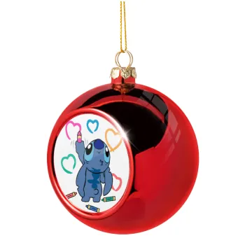 Lilo & Stitch painting, Christmas tree ball Red 8cm