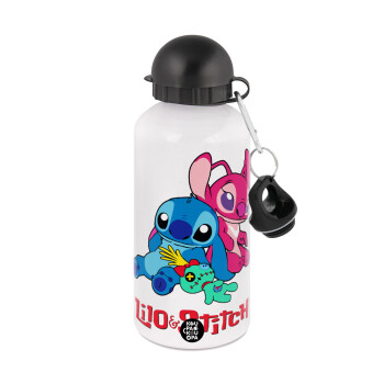Lilo & Stitch, Metal water bottle, White, aluminum 500ml