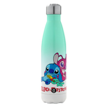 Lilo & Stitch, Metal mug thermos Green/White (Stainless steel), double wall, 500ml
