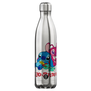 Lilo & Stitch, Μεταλλικό παγούρι θερμός Inox (Stainless steel), διπλού τοιχώματος, 750ml