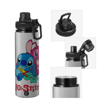 Lilo & Stitch, Metallic water bottle with safety cap, 850ml aluminum