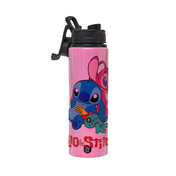 Lilo & Stitch, Metallic water bottle with safety lid, 850ml aluminum