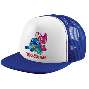 Lilo & Stitch, Καπέλο Ενηλίκων Soft Trucker με Δίχτυ Blue/White (POLYESTER, ΕΝΗΛΙΚΩΝ, UNISEX, ONE SIZE)