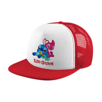Lilo & Stitch, Καπέλο Ενηλίκων Soft Trucker με Δίχτυ Red/White (POLYESTER, ΕΝΗΛΙΚΩΝ, UNISEX, ONE SIZE)