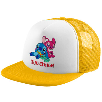 Lilo & Stitch, Καπέλο Soft Trucker με Δίχτυ Κίτρινο/White 