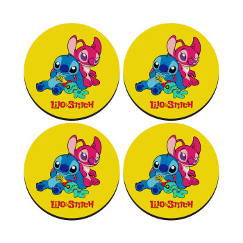 Lilo & Stitch, SET of 4 round wooden coasters (9cm)