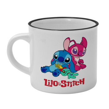 Lilo & Stitch, Κούπα κεραμική vintage Λευκή/Μαύρη 230ml