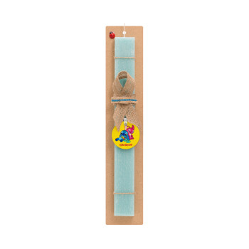 Lilo & Stitch, Easter Set, wooden keychain & aromatic flat Easter candle (30cm) (TURQUOISE)
