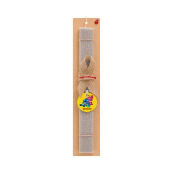 Lilo & Stitch, Πασχαλινό Σετ, ξύλινο μπρελόκ & πασχαλινή λαμπάδα αρωματική πλακέ (30cm) (ΓΚΡΙ)