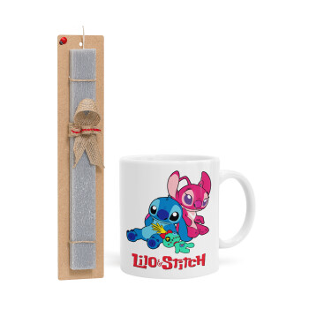 Lilo & Stitch, Πασχαλινό Σετ, Κούπα κεραμική (330ml) & πασχαλινή λαμπάδα αρωματική πλακέ (30cm) (ΓΚΡΙ)