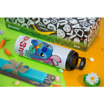Lilo & Stitch, Πασχαλινή Λαμπάδα με Travel Tumbler θερμό με διπλό καπάκι (600ml, BPA free) & κερί αρωματικό πλακέ (30cm) (ΤΙΡΚΟΥΑΖ)