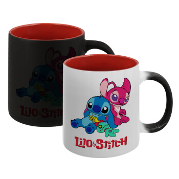 Lilo & Stitch, Κούπα Μαγική εσωτερικό κόκκινο, κεραμική, 330ml που αλλάζει χρώμα με το ζεστό ρόφημα (1 τεμάχιο)