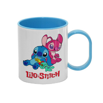Lilo & Stitch, Κούπα (πλαστική) (BPA-FREE) Polymer Μπλε για παιδιά, 330ml