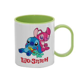 Lilo & Stitch, Κούπα (πλαστική) (BPA-FREE) Polymer Πράσινη για παιδιά, 330ml