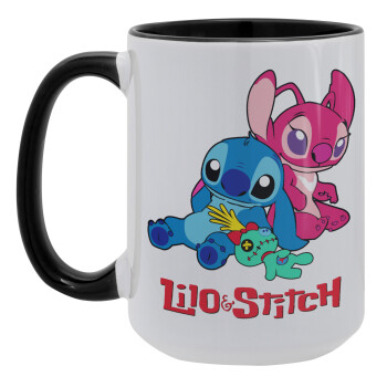 Lilo & Stitch, Κούπα Mega 15oz, κεραμική Μαύρη, 450ml