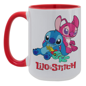 Lilo & Stitch, Κούπα Mega 15oz, κεραμική Κόκκινη, 450ml