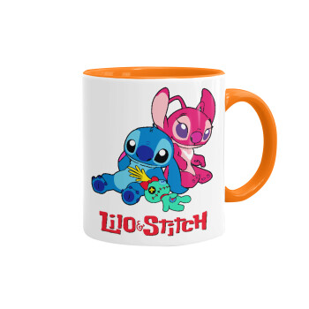Lilo & Stitch, Mug colored orange, ceramic, 330ml