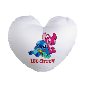 Lilo & Stitch, Μαξιλάρι καναπέ καρδιά 40x40cm περιέχεται το  γέμισμα