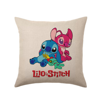 Lilo & Stitch, Μαξιλάρι καναπέ ΛΙΝΟ 40x40cm περιέχεται το  γέμισμα