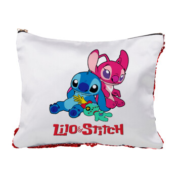 Lilo & Stitch, Τσαντάκι νεσεσέρ με πούλιες (Sequin) Κόκκινο