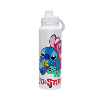 Lilo & Stitch, 1L Stainless Steel Thermal Bottle with Phone Holder & Double Wall Insulation