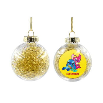 Lilo & Stitch, Χριστουγεννιάτικη μπάλα δένδρου διάφανη με χρυσό γέμισμα 8cm