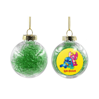 Lilo & Stitch, Χριστουγεννιάτικη μπάλα δένδρου διάφανη με πράσινο γέμισμα 8cm