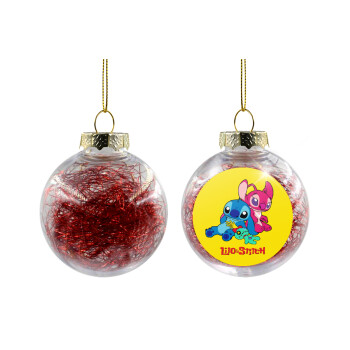 Lilo & Stitch, Χριστουγεννιάτικη μπάλα δένδρου διάφανη με κόκκινο γέμισμα 8cm
