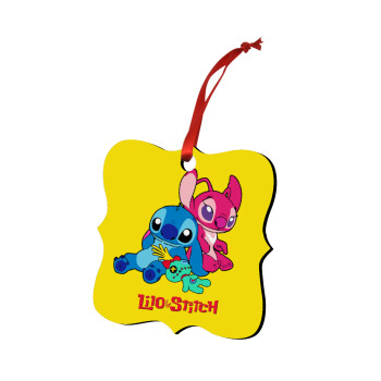 Lilo & Stitch, Christmas ornament polygon wooden 7.5cm
