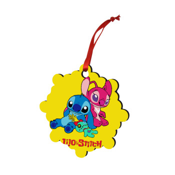 Lilo & Stitch, Christmas ornament snowflake wooden 7.5cm
