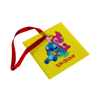 Lilo & Stitch, Στολίδι Χριστουγεννιάτικο στολίδι γυάλινο τετράγωνο 9x9cm