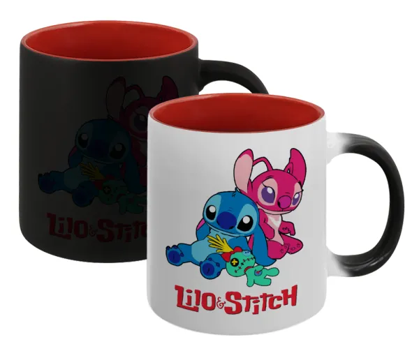 Lilo & Stitch — Κούπα Μαγική εσωτερικό κόκκινο, κεραμική, 330ml που αλλάζει χρώμα με το ζεστό ρόφημα