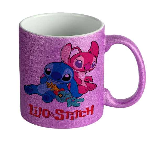 Lilo & Stitch — Κούπα Μωβ Glitter που γυαλίζει, κεραμική, 330ml
