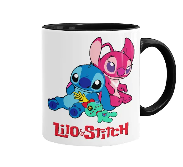 Lilo & Stitch — Κούπα χρωματιστή μαύρη, κεραμική, 330ml