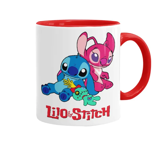 Lilo & Stitch — Κούπα χρωματιστή κόκκινη, κεραμική, 330ml