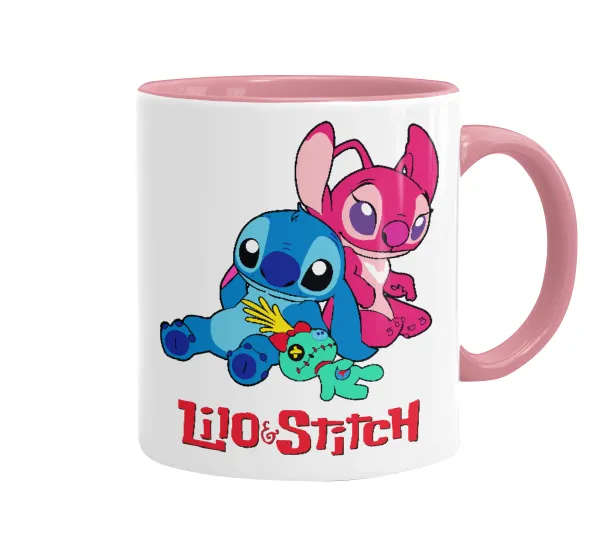 Lilo & Stitch — Mug colored pink, ceramic, 330ml