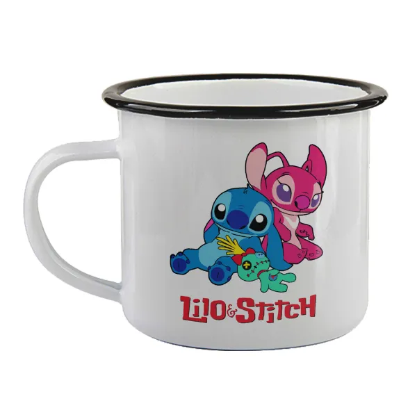 Lilo & Stitch — Enamel mug with black rim, 360ml