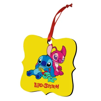 Lilo & Stitch, Christmas ornament polygon wooden 7.5cm