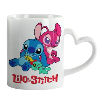 Lilo & Stitch, Mug heart handle, ceramic, 330ml