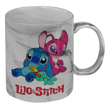 Lilo & Stitch, Mug ceramic marble style, 330ml