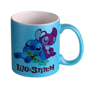 Lilo & Stitch, Κούπα Σιέλ Glitter που γυαλίζει, κεραμική, 330ml