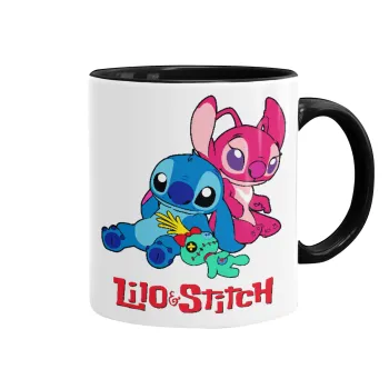 Lilo & Stitch, Κούπα χρωματιστή μαύρη, κεραμική, 330ml