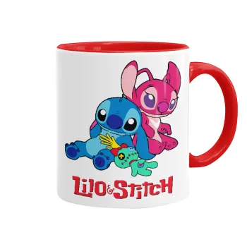 Lilo & Stitch, Κούπα χρωματιστή κόκκινη, κεραμική, 330ml