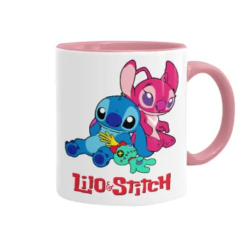 Lilo & Stitch, Κούπα χρωματιστή ροζ, κεραμική, 330ml
