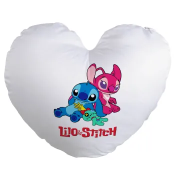 Lilo & Stitch, Μαξιλάρι καναπέ καρδιά 40x40cm περιέχεται το  γέμισμα