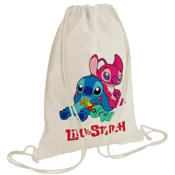 Lilo & Stitch, Τσάντα πλάτης πουγκί GYMBAG natural (28x40cm)