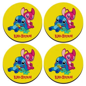 Lilo & Stitch, ΣΕΤ 4 Σουβέρ ξύλινα στρογγυλά (9cm)