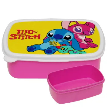 Lilo & Stitch, ΡΟΖ παιδικό δοχείο φαγητού (lunchbox) πλαστικό (BPA-FREE) Lunch Βox M18 x Π13 x Υ6cm