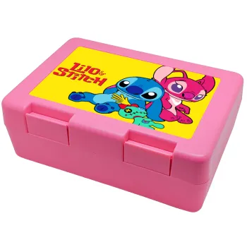 Lilo & Stitch, Παιδικό δοχείο κολατσιού ΡΟΖ 185x128x65mm (BPA free πλαστικό)