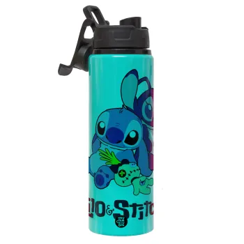 Lilo & Stitch, Μεταλλικό παγούρι νερού με καπάκι ασφαλείας, αλουμινίου 850ml